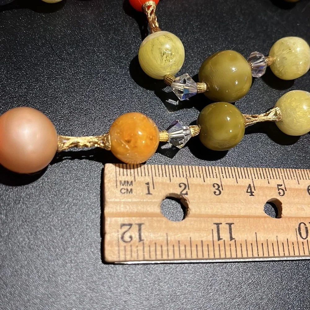 Vintage Double Strand Autumn Colors and Gold Accent Bead Necklace - Picture 11 of 16